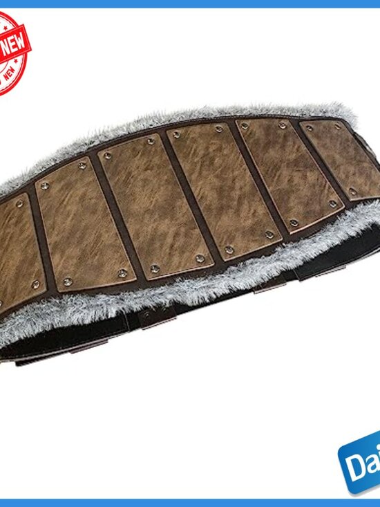 Adjustable Faux Leather Viking Waist Armor Belt with Faux Fur for LARP main image 4